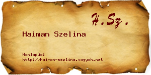 Haiman Szelina névjegykártya